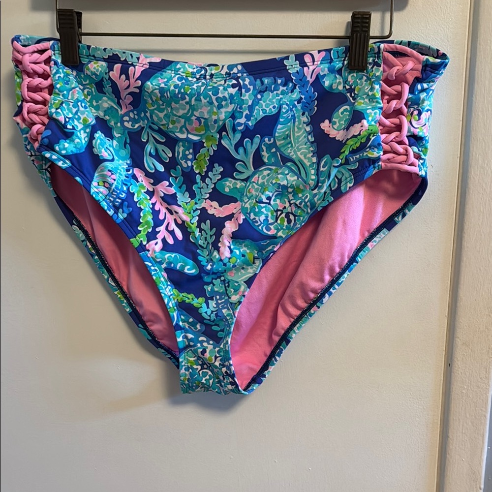 EUC Lilly Pulitzer Floral High-Waisted Bikini Bottoms.  Size 14.